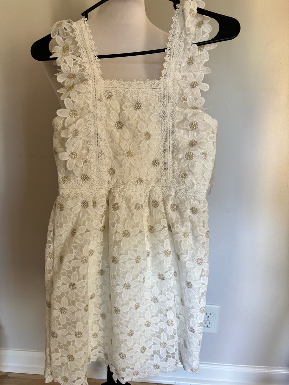 Rare Editions Girls White Floral Lace Special Occasion Zip Dress